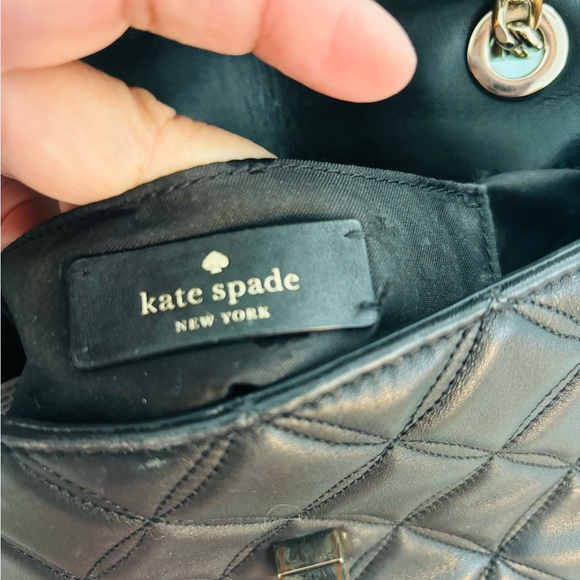 Kate Spade Black Quilted Shoulder Bag with Gold Chain - Picture 6 of 10